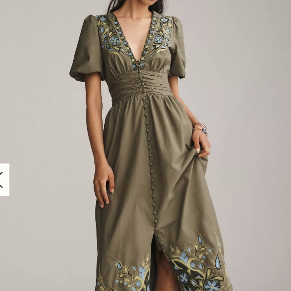 The Katerina Embellished Button-Front Dress